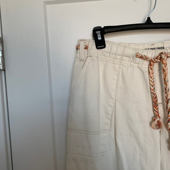 Free People CRVY Baggy High Rise Wide Leg Stretch Waist Belted Pants Size 28 - Picture 4 of 6